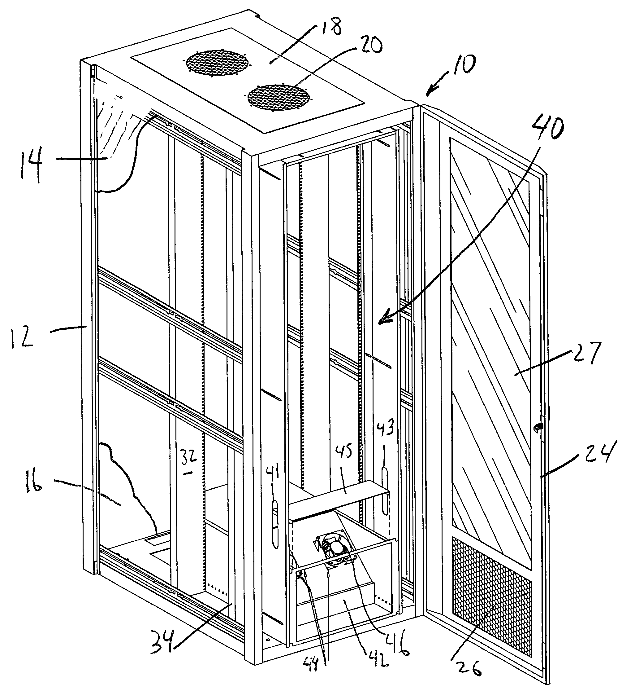 Air distribution arrangement for rack-mounted equipment