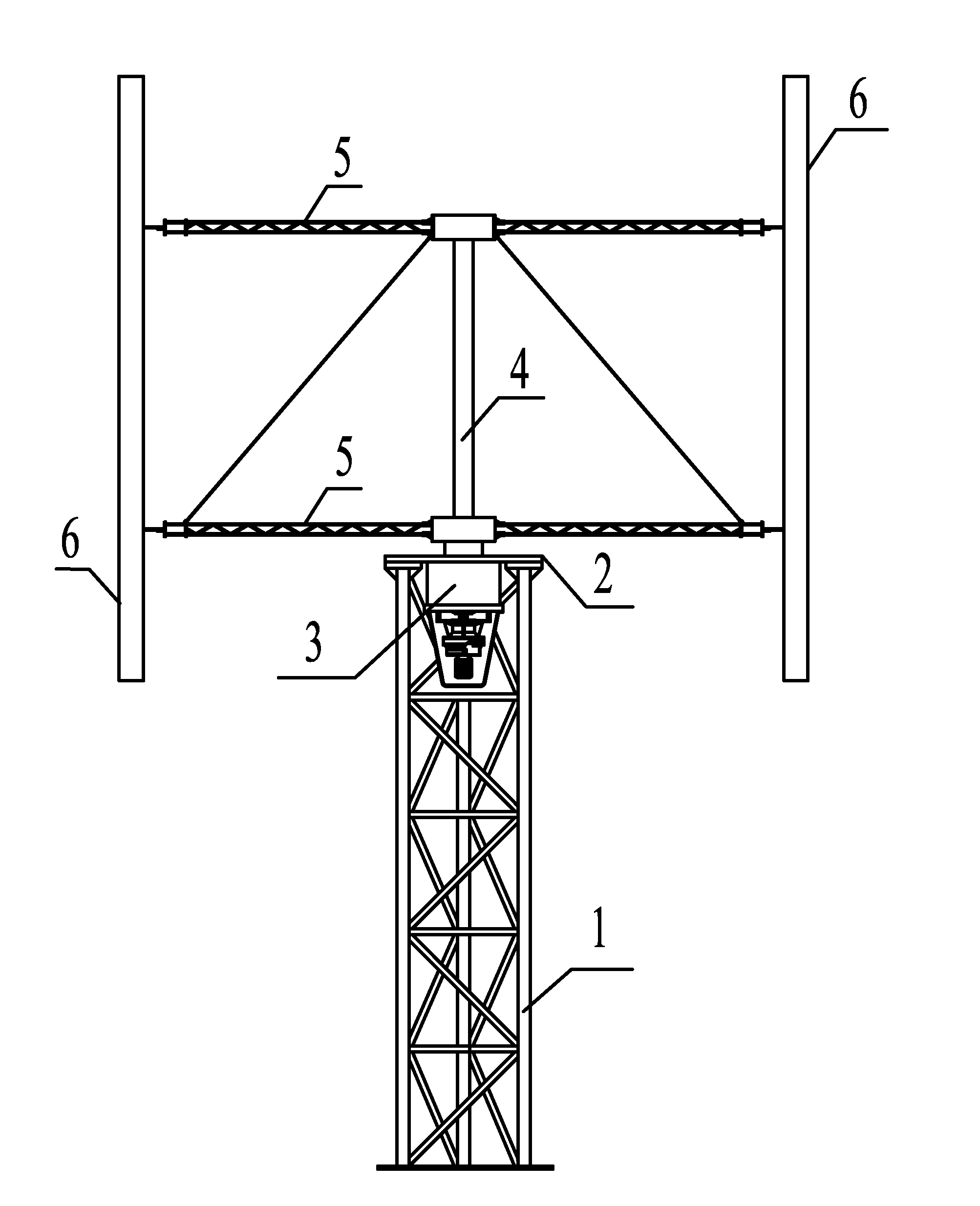 Support for a large vertical axis wind turbine