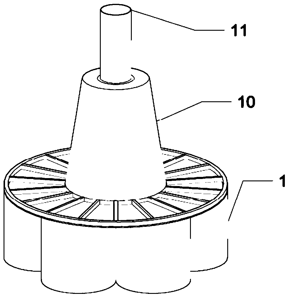 Elastic transition section multi-cylinder-foundation structure and construction method thereof