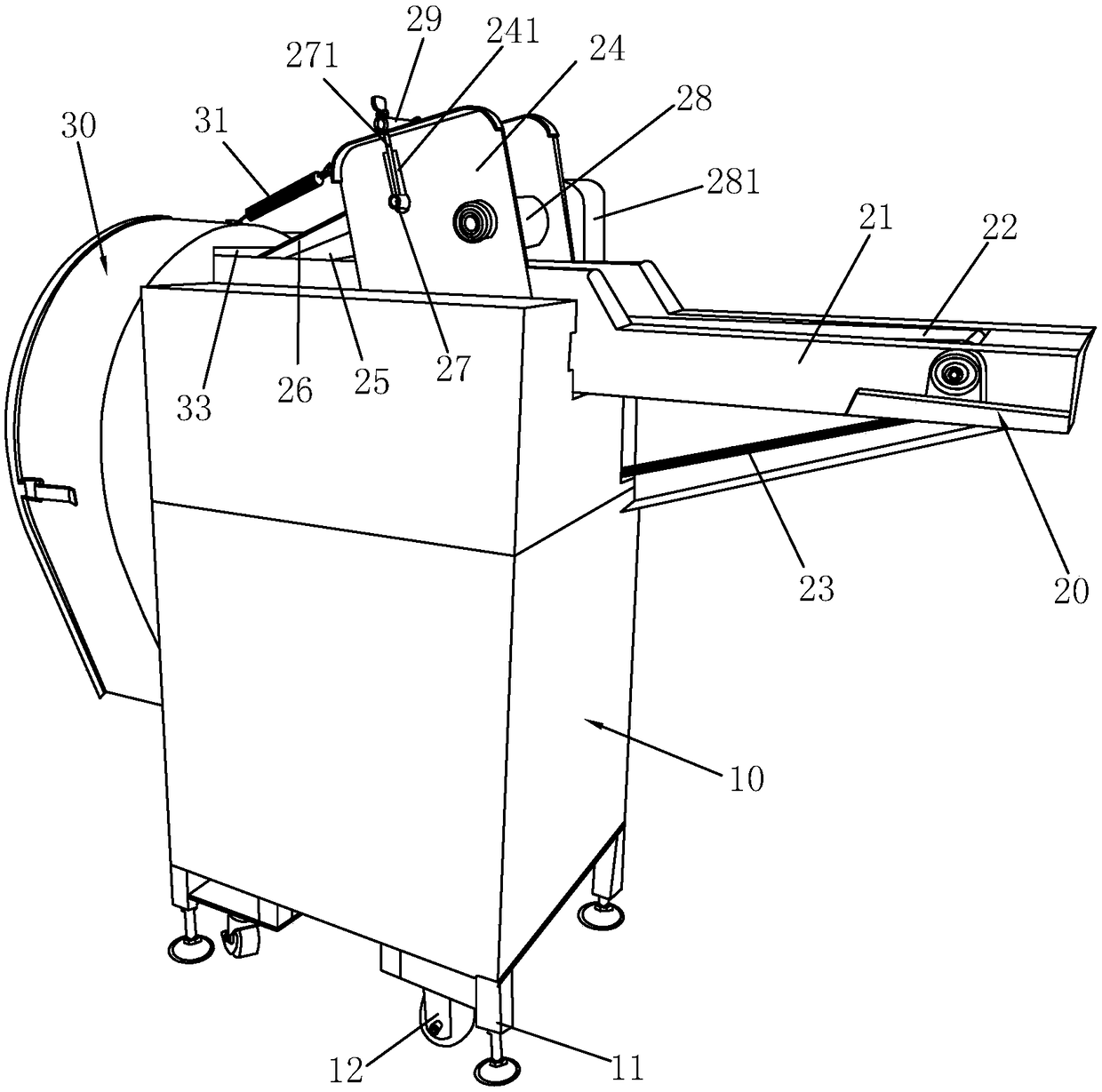 Hollow bamboo shoot shredding device