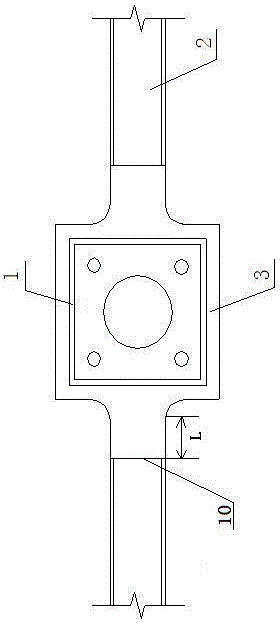 Connecting node for steel pipe concrete post and outside U-shaped steel and concrete composite beam