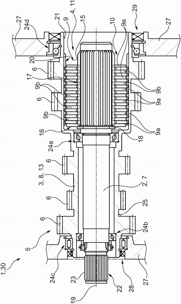 An integrated clutch-transmission system with a clutch cage carrying gearwheels