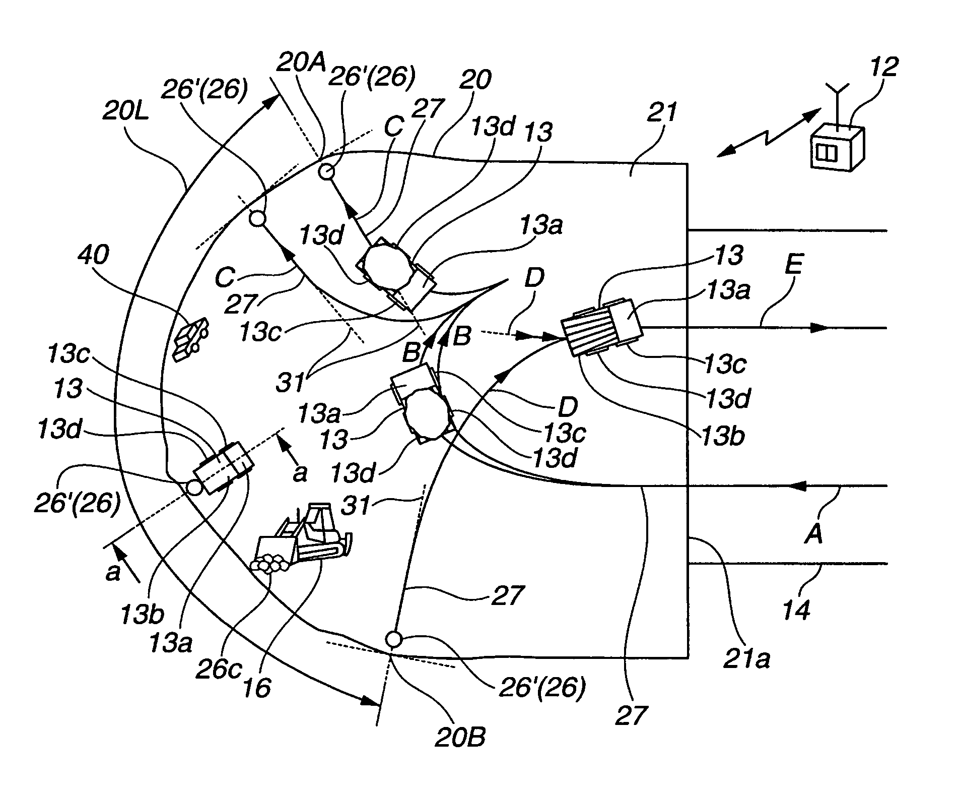 Control device and method for guided travel of unmanned vehicle