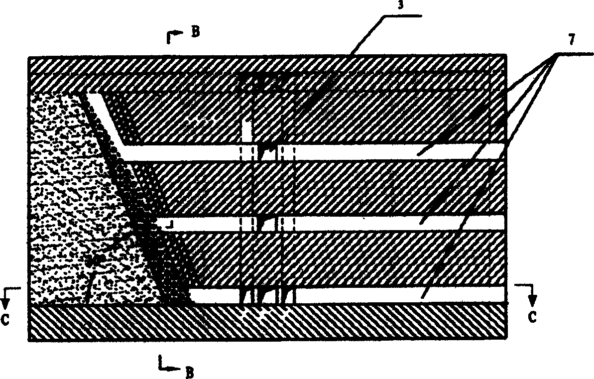 Continuous mining method of stepped sectional extruding and ore caving followed by filling