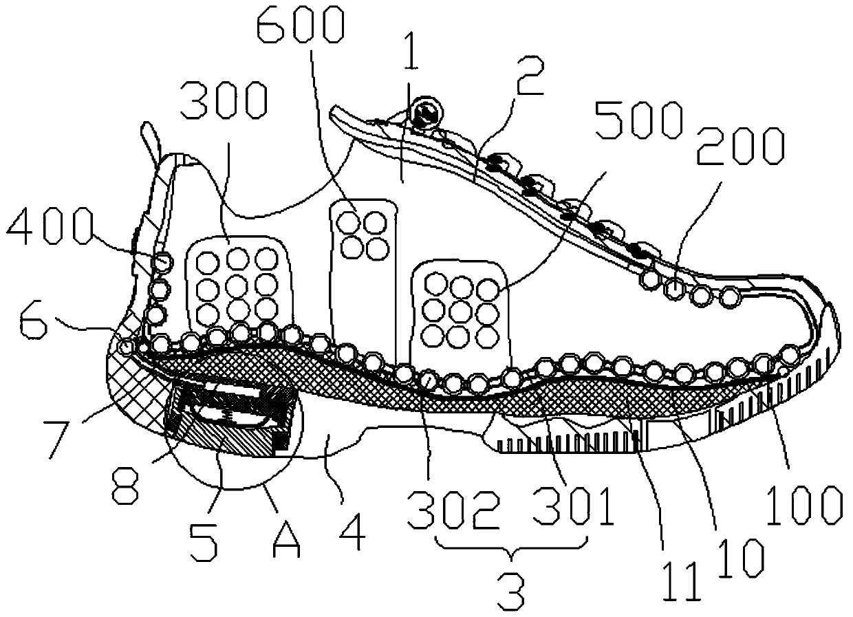 An intelligent high-elastic facade massaging sneaker