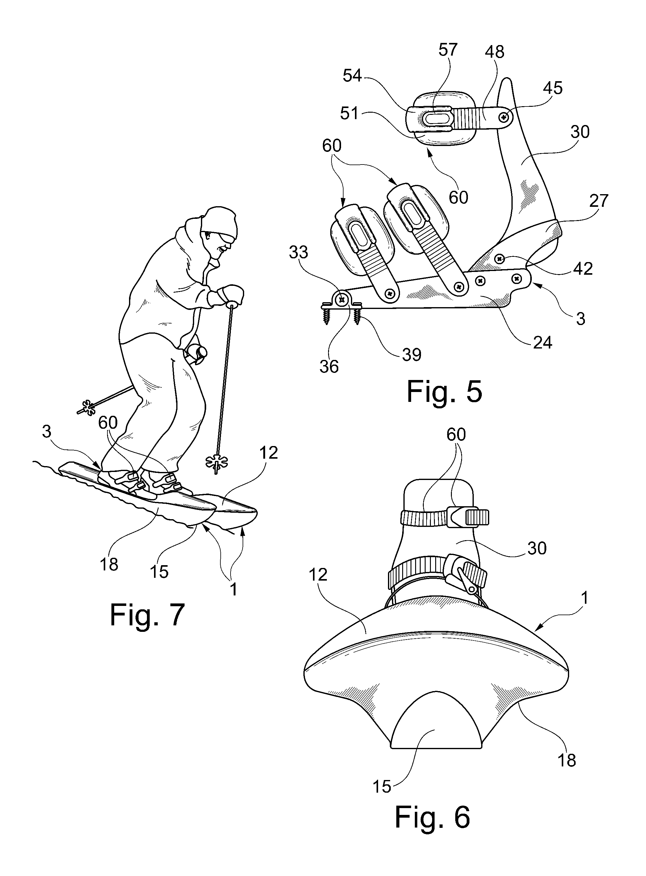 Snowshoe-ski that allows user to glide downhill as well as climb