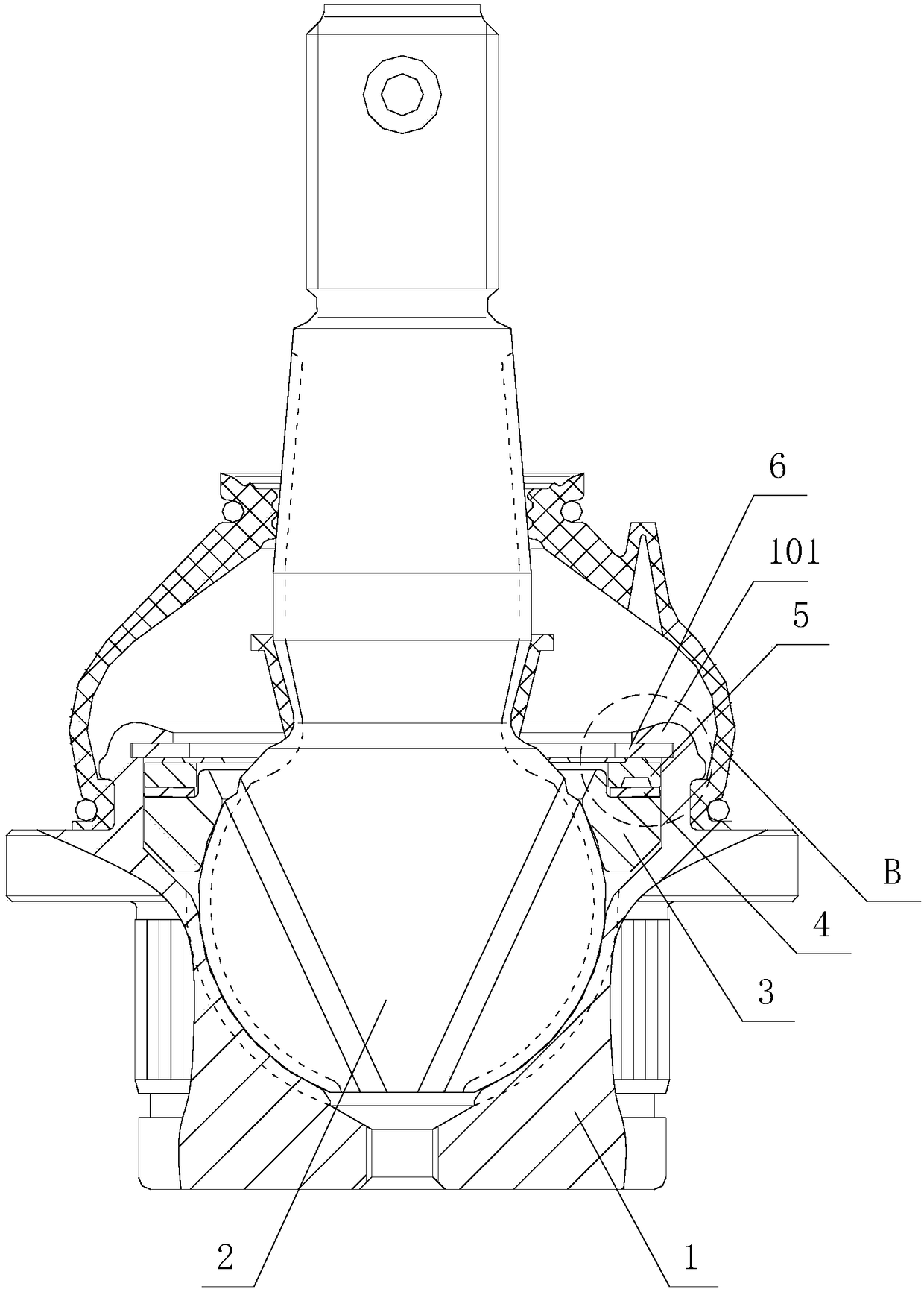 Ball head assembly with compensation structure and manufacturing tool and assembling method of ball head assembly