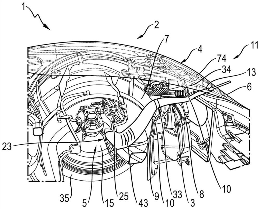 Vehicle component structures and motor vehicles