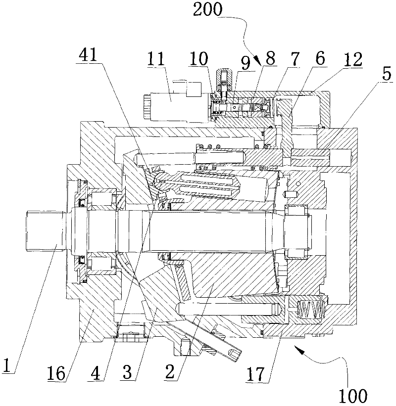 Position-spring-force feedback type electric proportional variable axial plunger pump