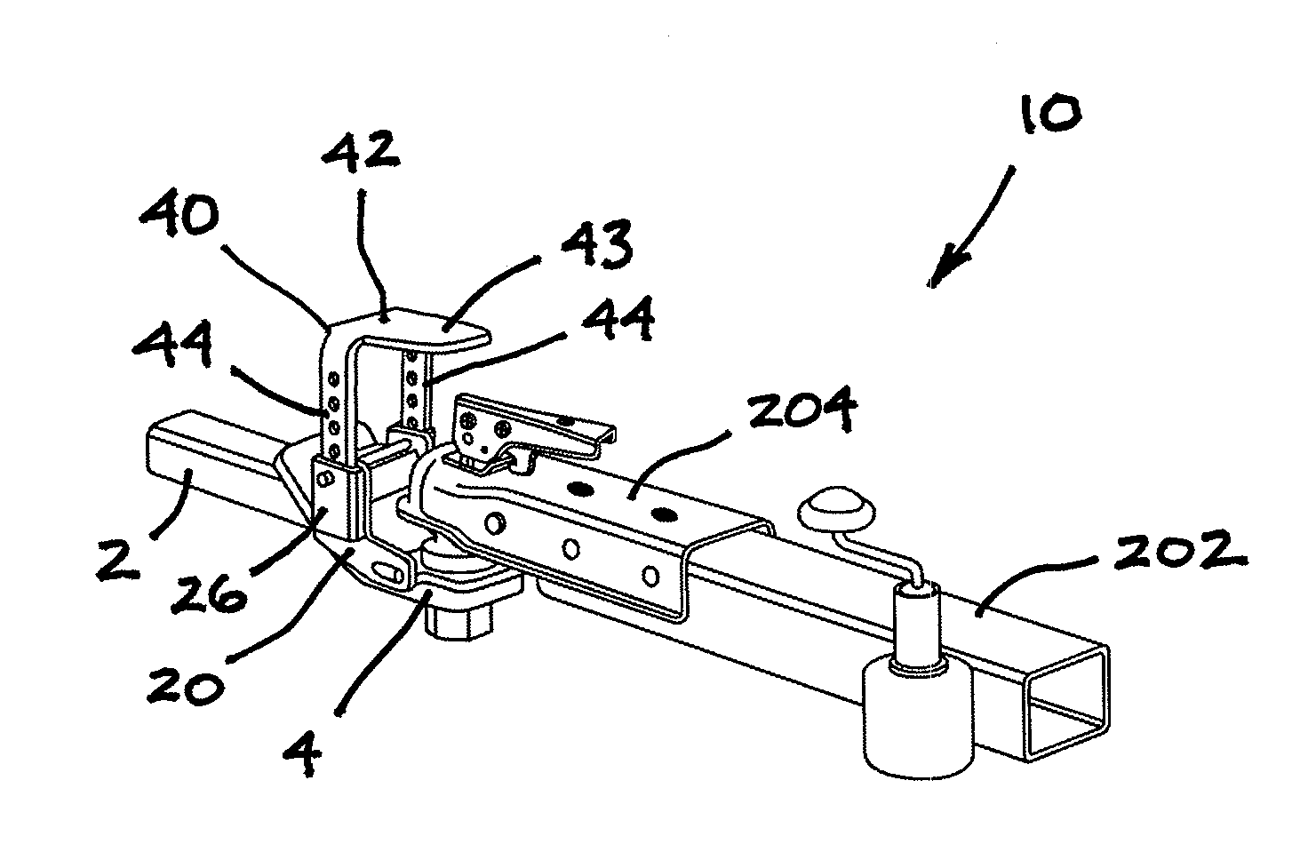 Combined trailer hitch coupler guide and securement assembly and method