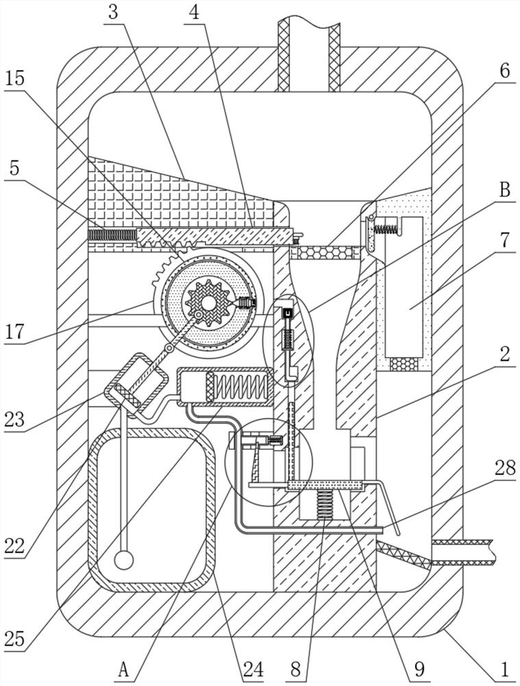 Sewage treatment device capable of automatically adjusting chemical adding amount according to sewage flow