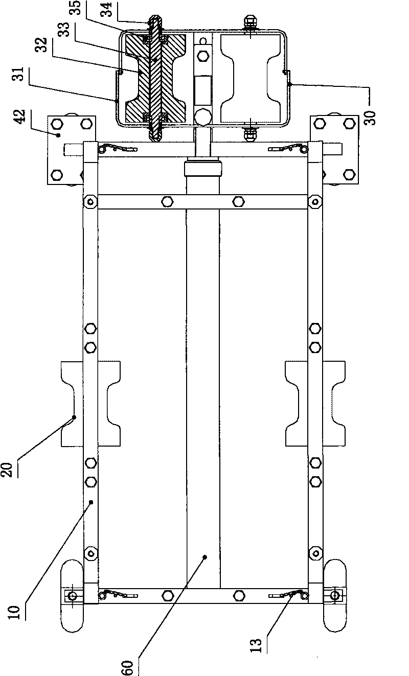 Double-rail travelling wheel carriage and railway lighting lamp