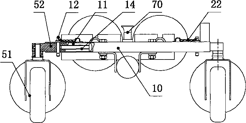 Double-rail travelling wheel carriage and railway lighting lamp