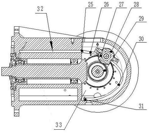 An inner circulating cooling and cutting reducer of a horizontal axis roadheader