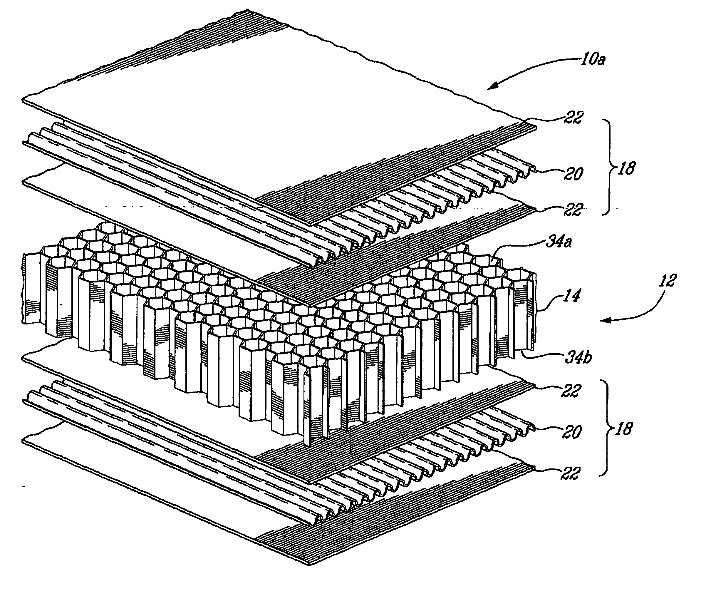 Process and apparatus for manufacturing a honeycomb composite material