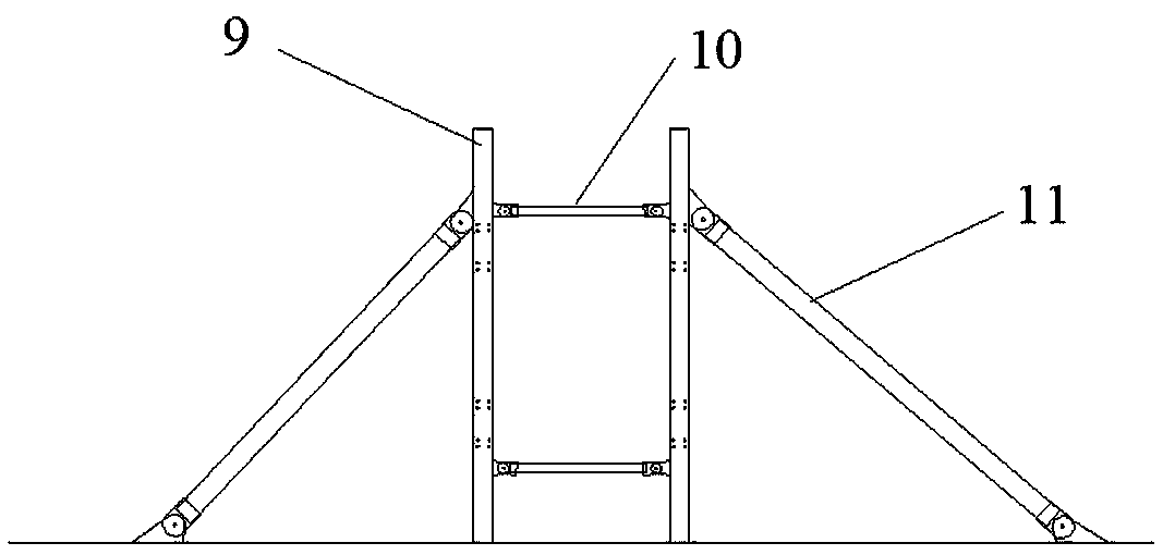 Movable arm type tower crane supporting system auxiliary circulating lifting transport device and construction method thereof