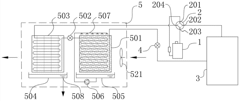 Solution spraying type frostless air source heat pump device