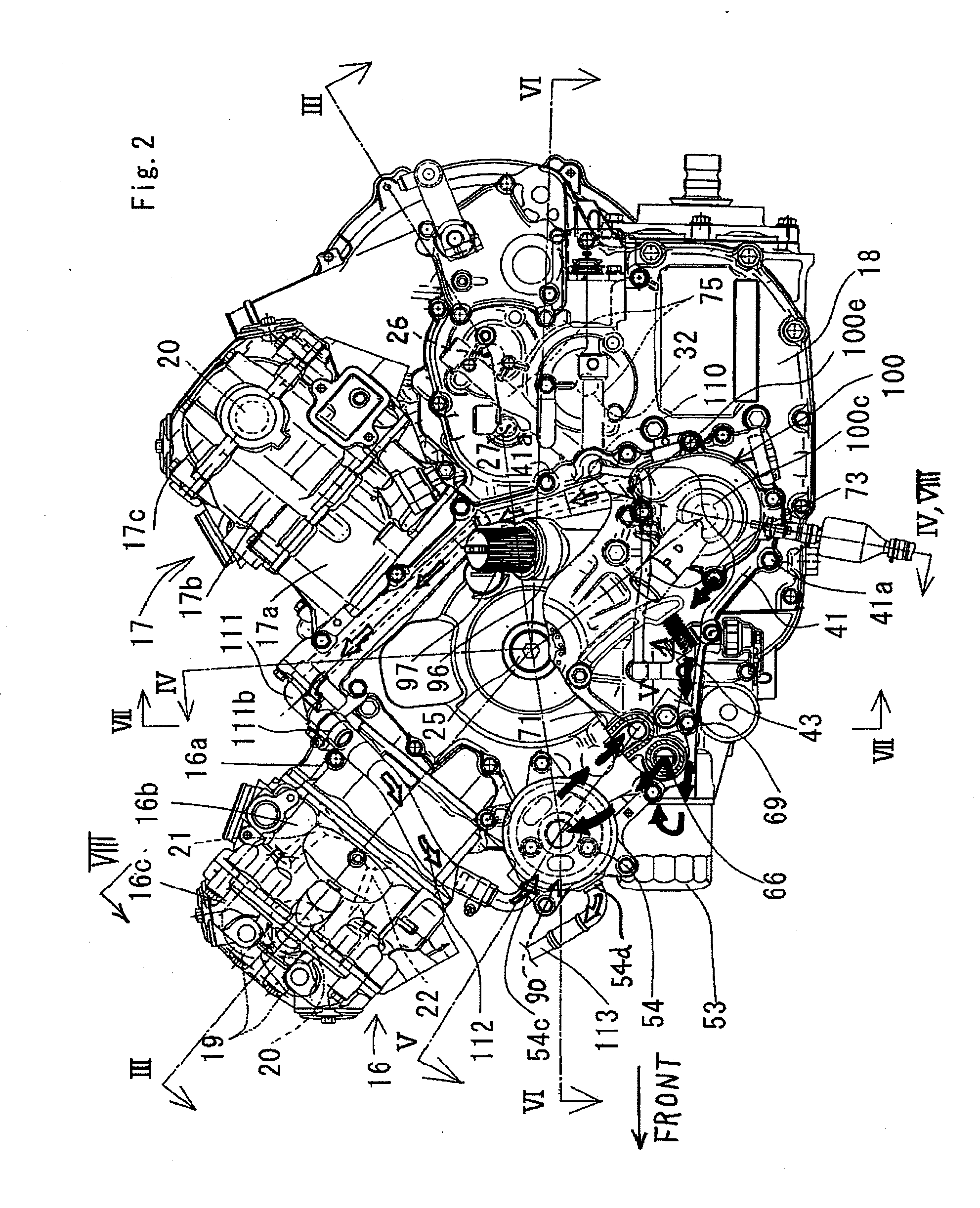 Lubricating oil feeding structure of engine