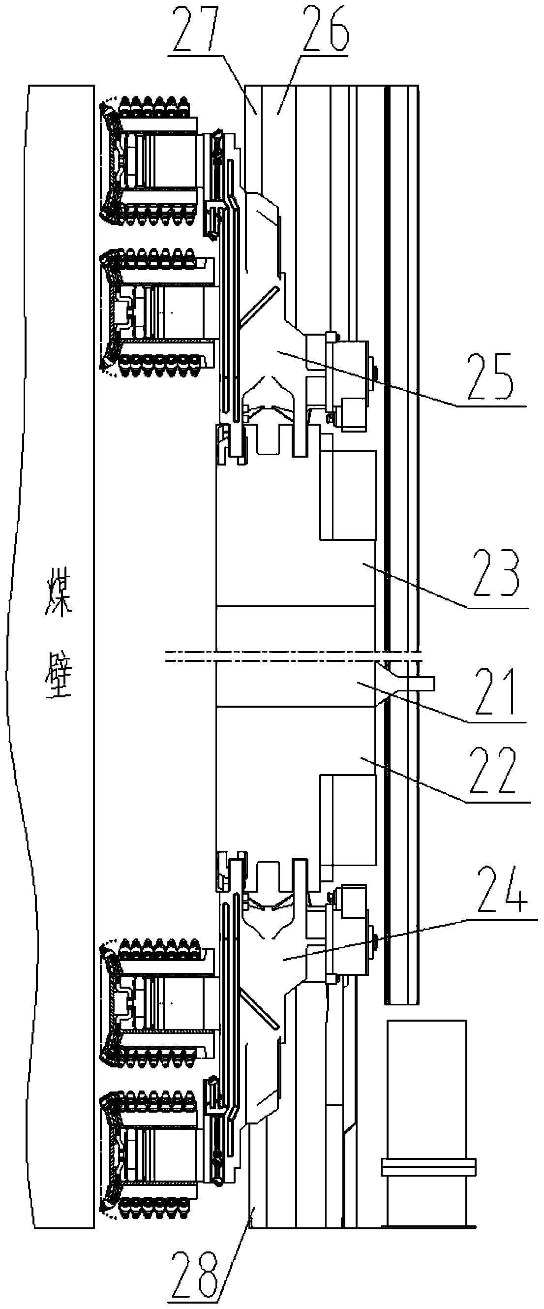 A thin coal seam bottom cleaning drum shearer