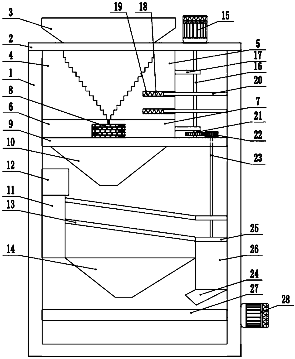 Multi-tooth crushing type construction garbage pulverizing device