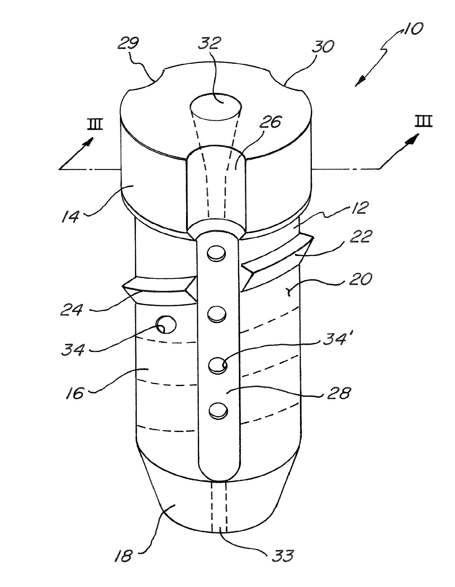 Biodegradable interference screw and tool for attaching a transplant to a bone