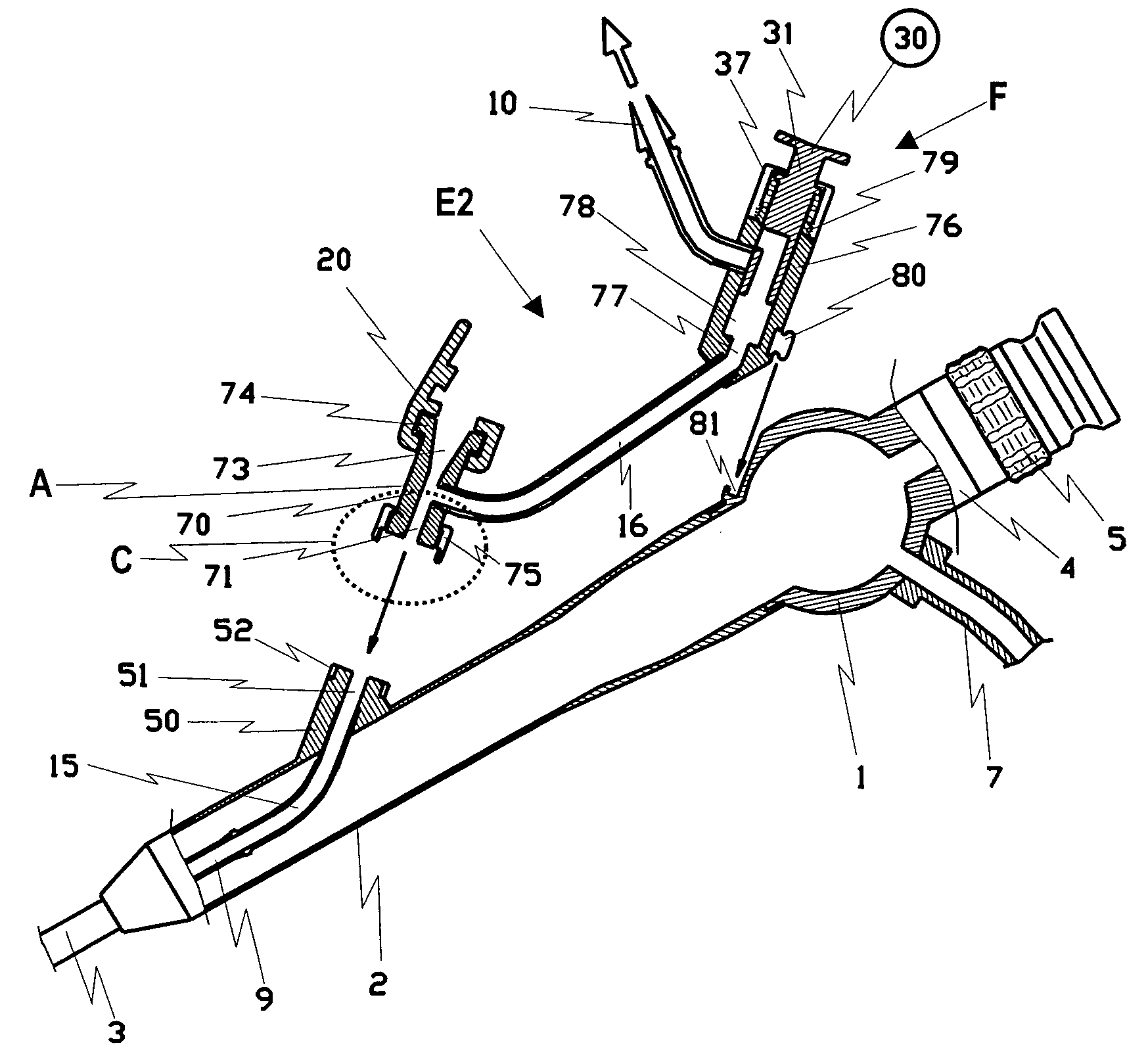 Removable operating device for a flexible endoscopic probe for medical purposes