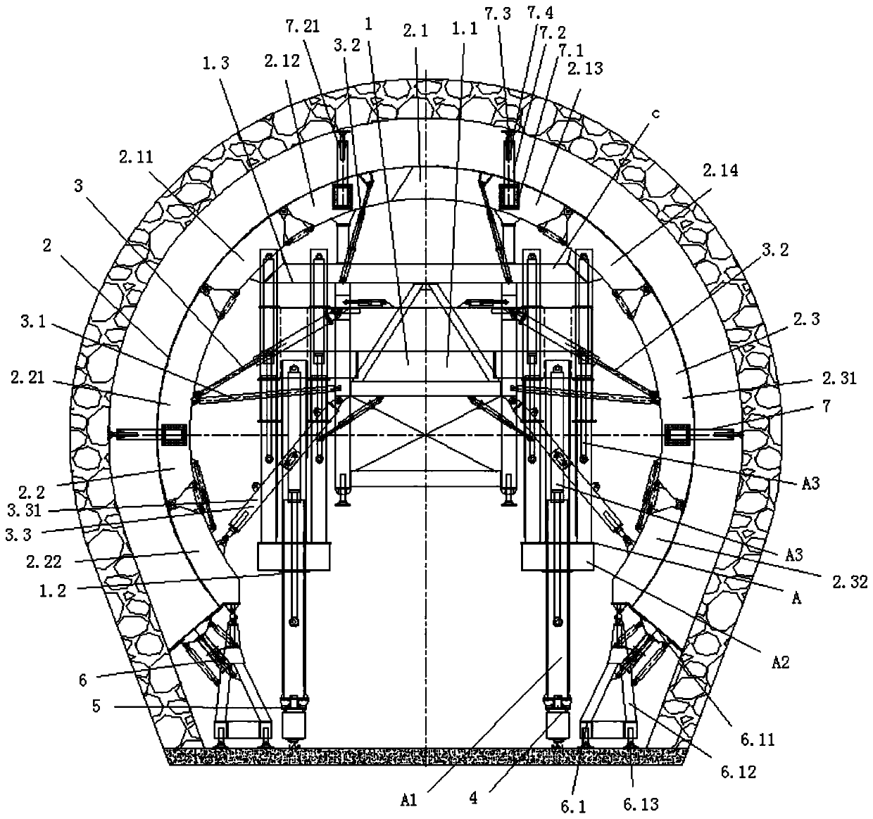 A lining trolley suitable for the construction of main tunnels and branch tunnels in parallel tunnels