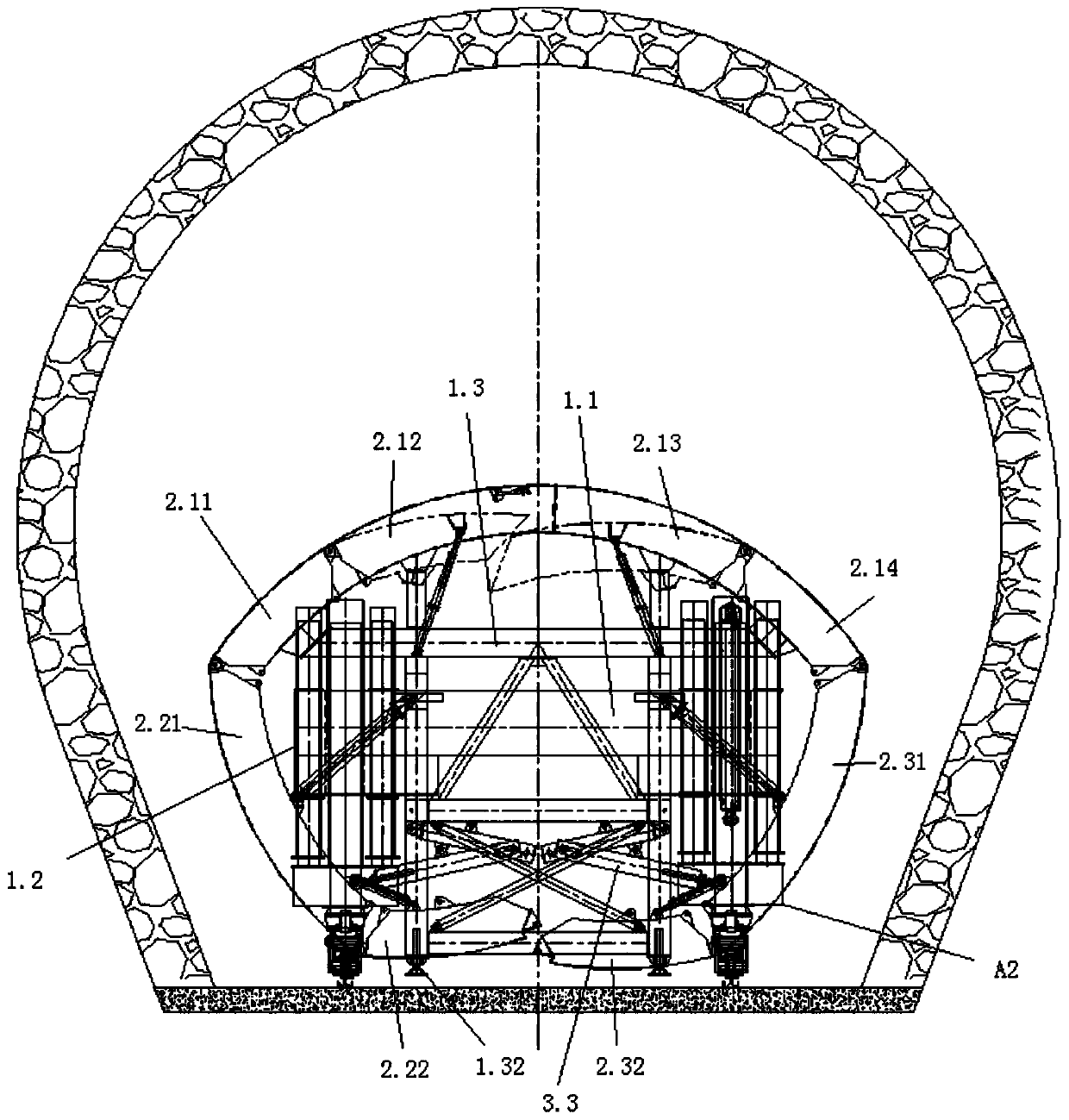 A lining trolley suitable for the construction of main tunnels and branch tunnels in parallel tunnels