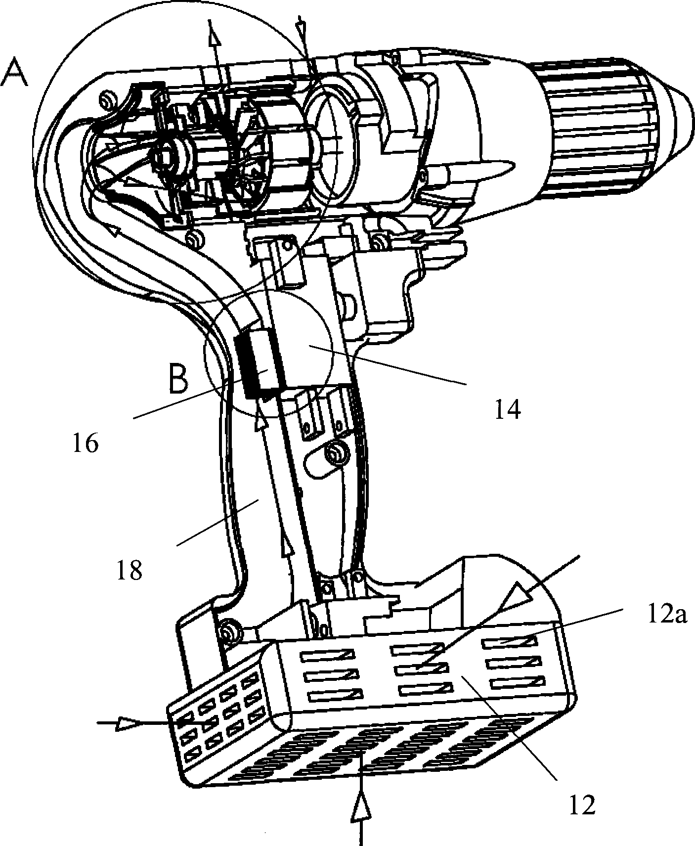 Electric drill with cooling system