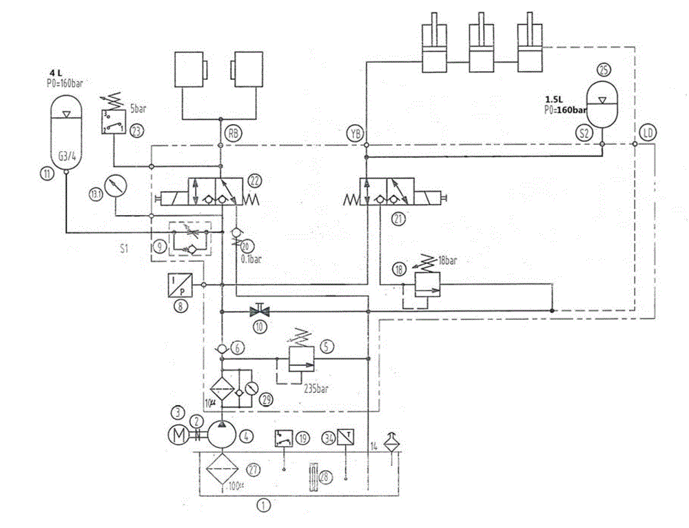 Yaw brake hydraulic system for pressure loss prevention of wind turbine generator