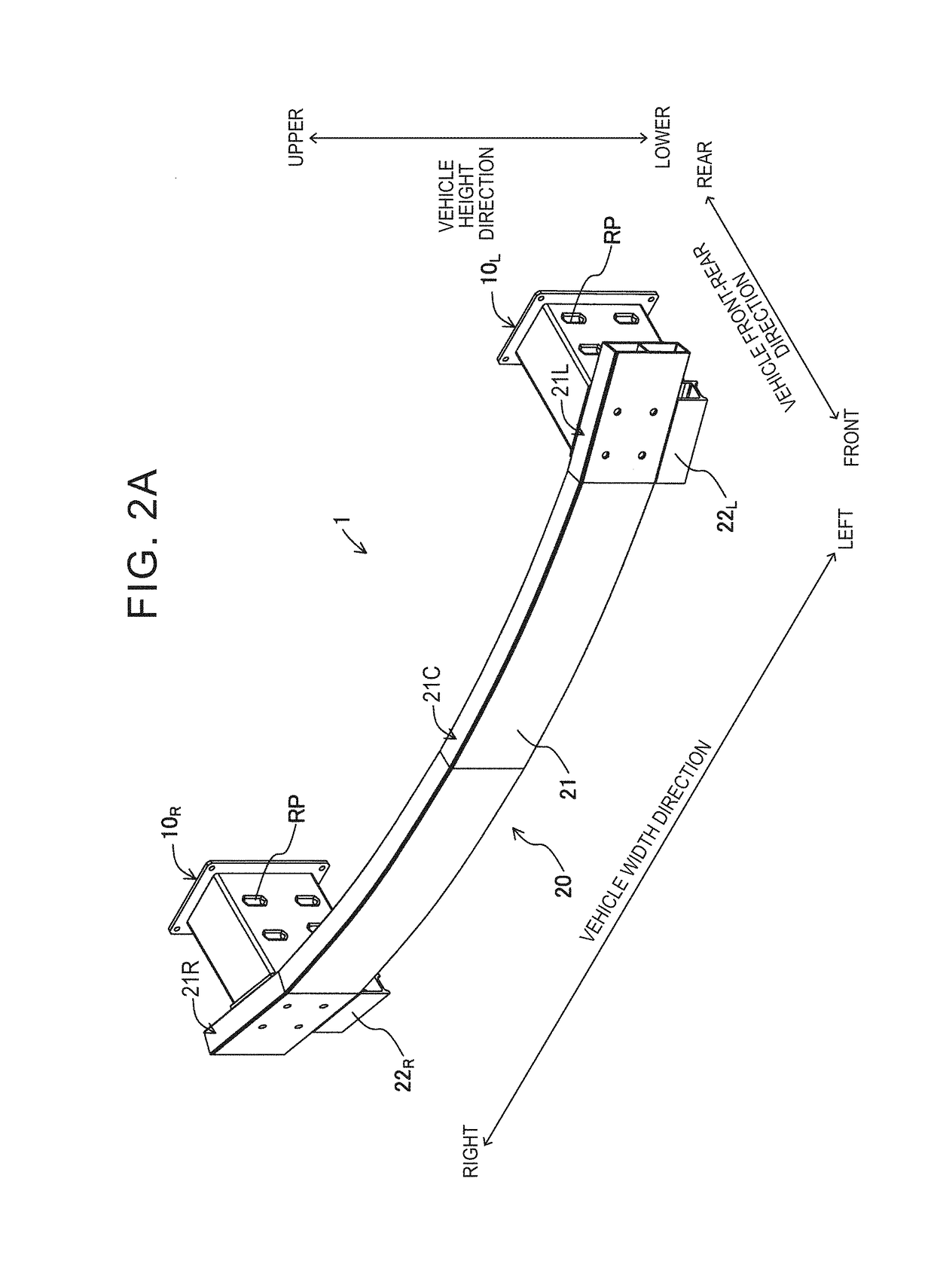 Impact absorbing device and bumper reinforcement