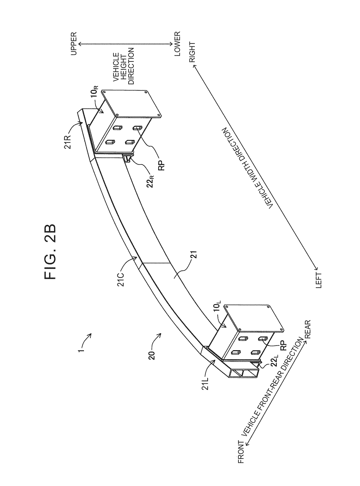 Impact absorbing device and bumper reinforcement