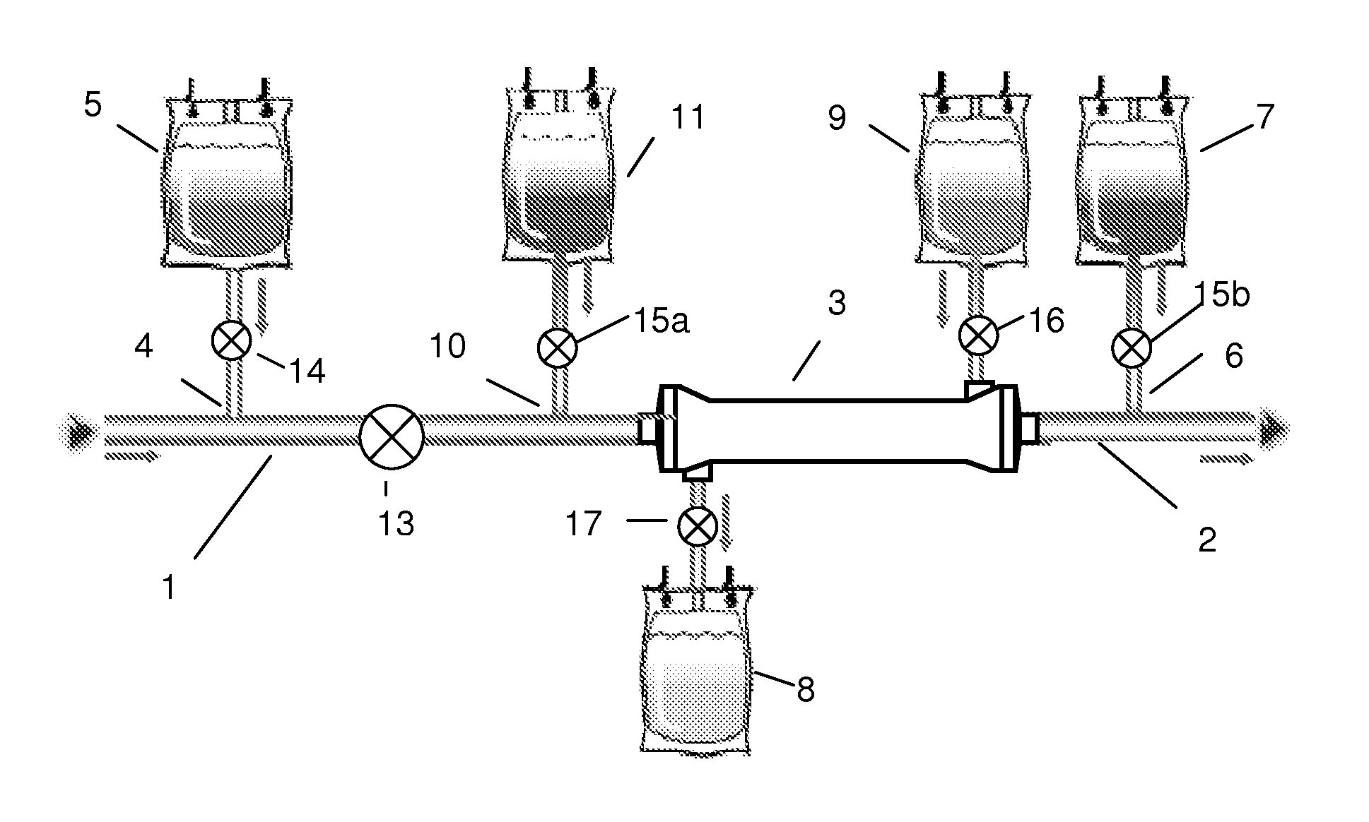 Multipart fluid system and a system for regional citrate anticoagulation in an extracorporeal blood circuit