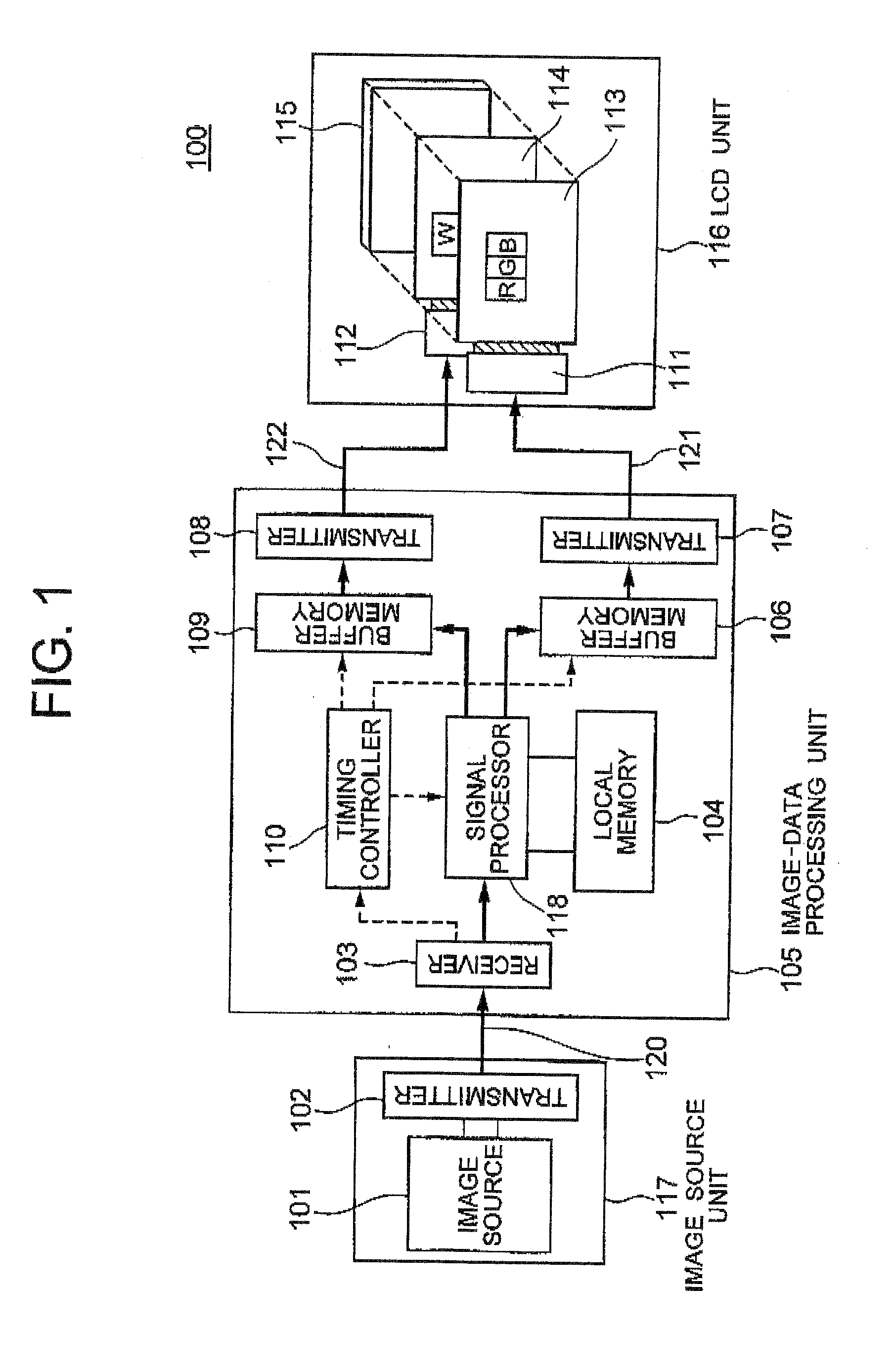 Liquid crystal display unit and system including a plurality of stacked display devices, and drive circuit