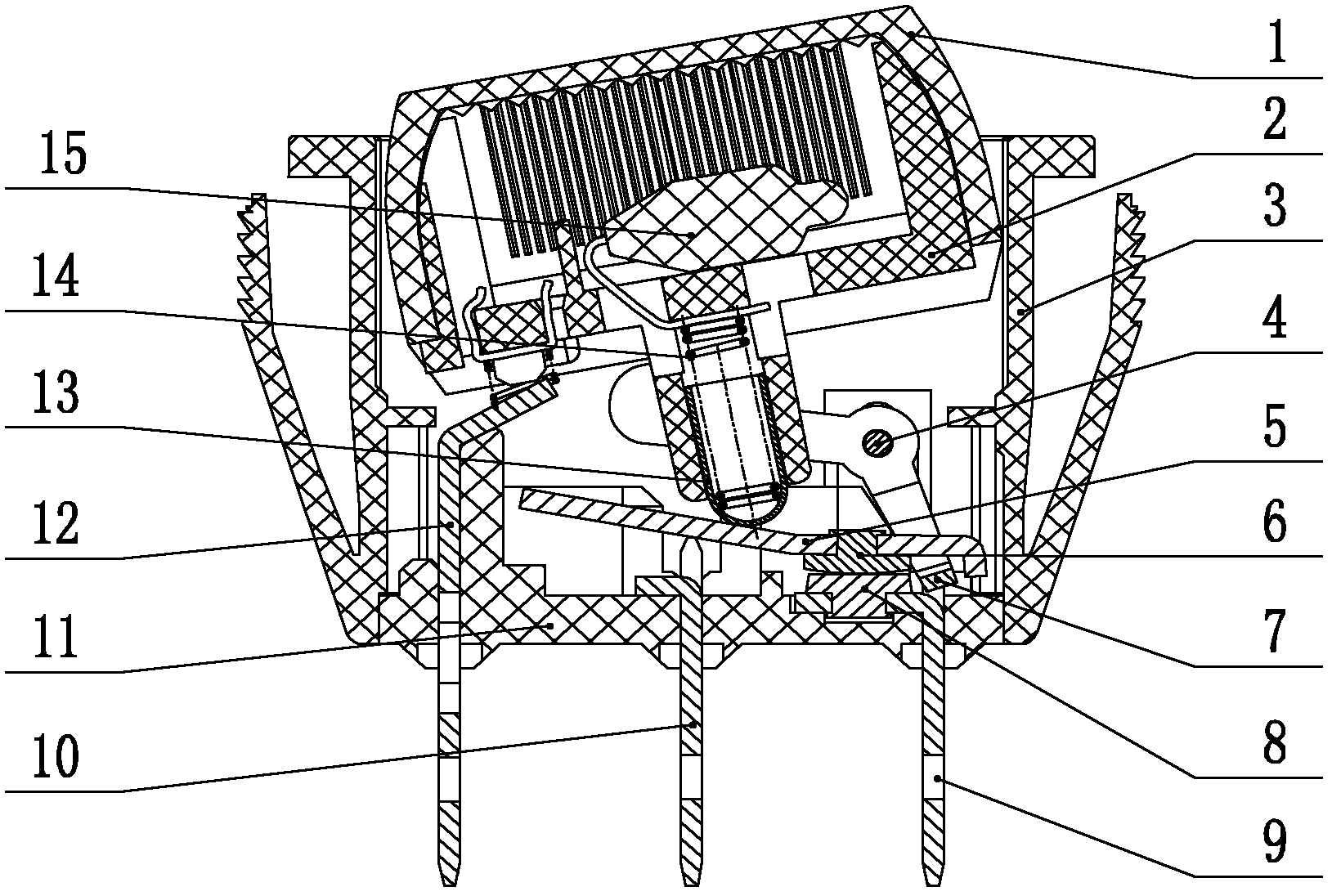 Rocker switch forcibly disconnected by rotating button cover