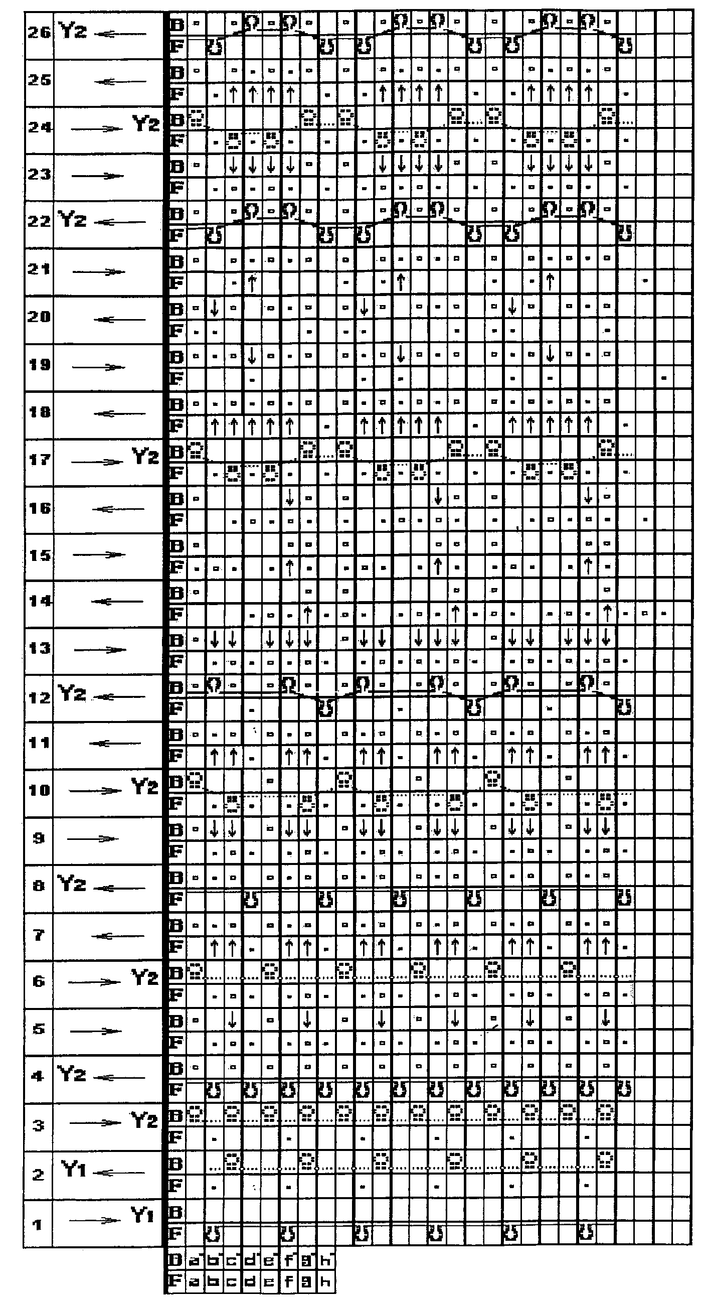 Method for knitting 2*2 rib stitch textile through two-needle bar flat knitting machine