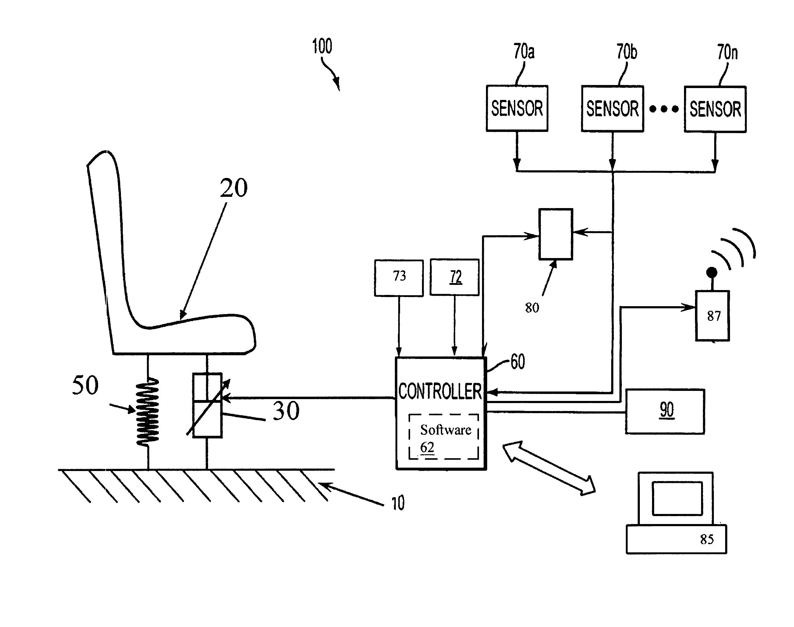 Adaptive energy absorption system for a vehicle seat