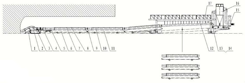 A dust removal device and dust removal method for side mining equipment