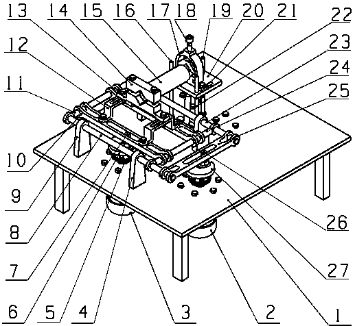 Three-degree-of-freedom thermal fatigue testing device used for metal bellows of vehicle exhaust system