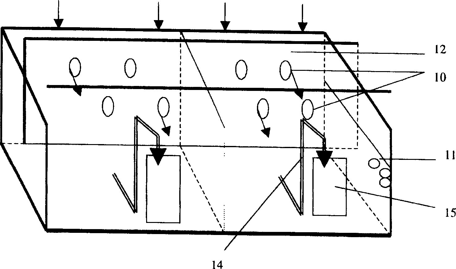 Vertical current and horizontal current integrated composite artificial wetland treatment method for treating urban sewage