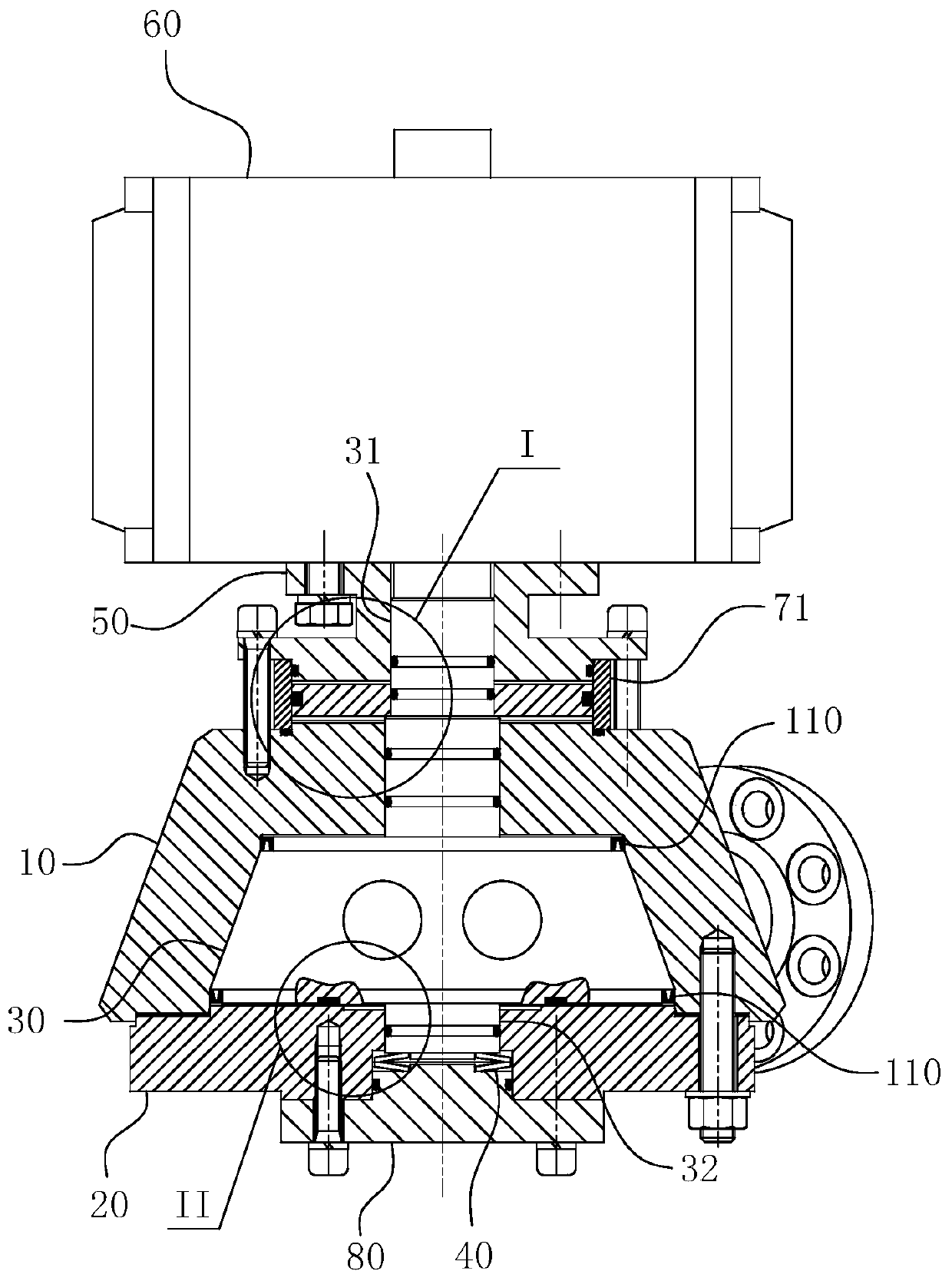 Elastic forced sealing conical cock type pulverized coal feeding reversing valve