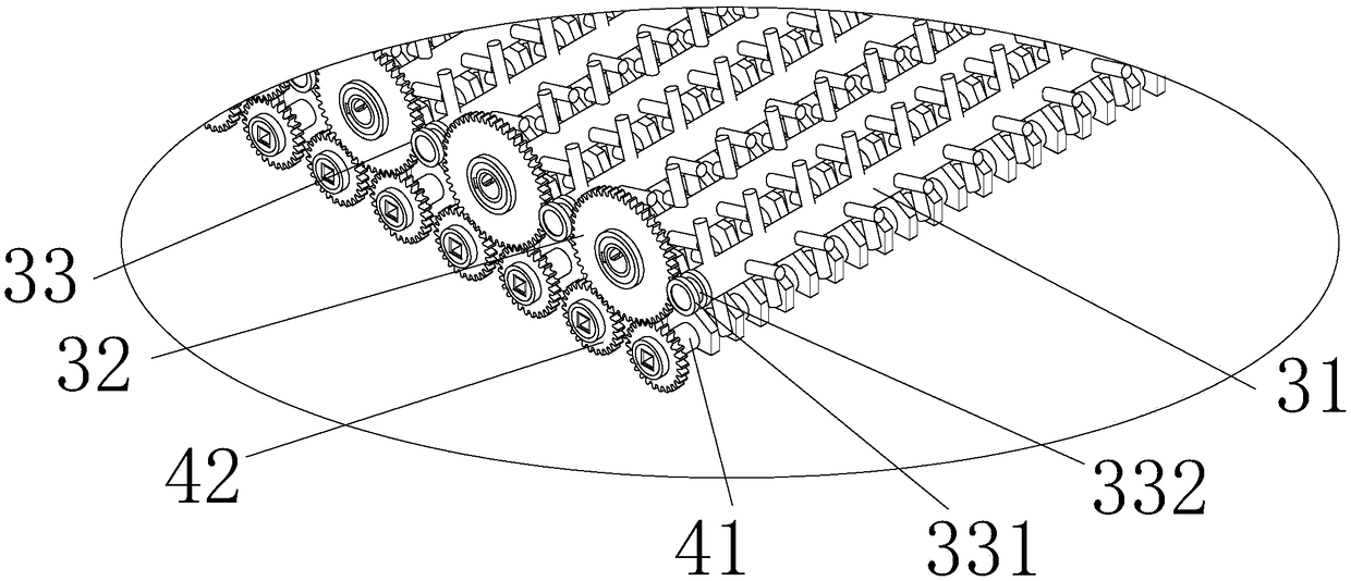 Gear transmission mechanism of water chestnut harvesting machine