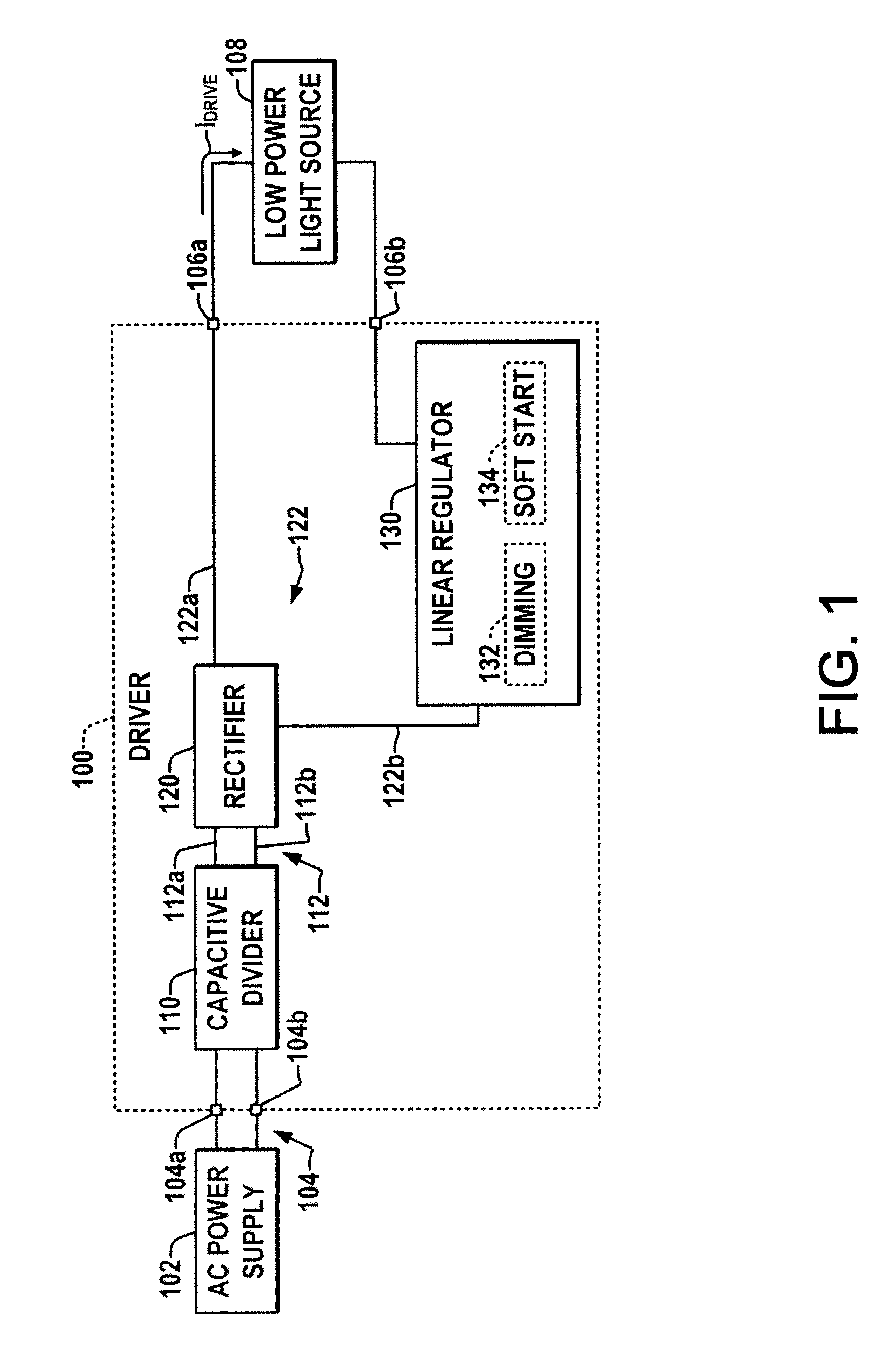 High efficiency low power capacitor charged DC driver