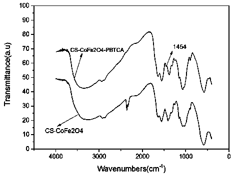 Preparation method and application of amidation modified magnetic chitosan microspheres