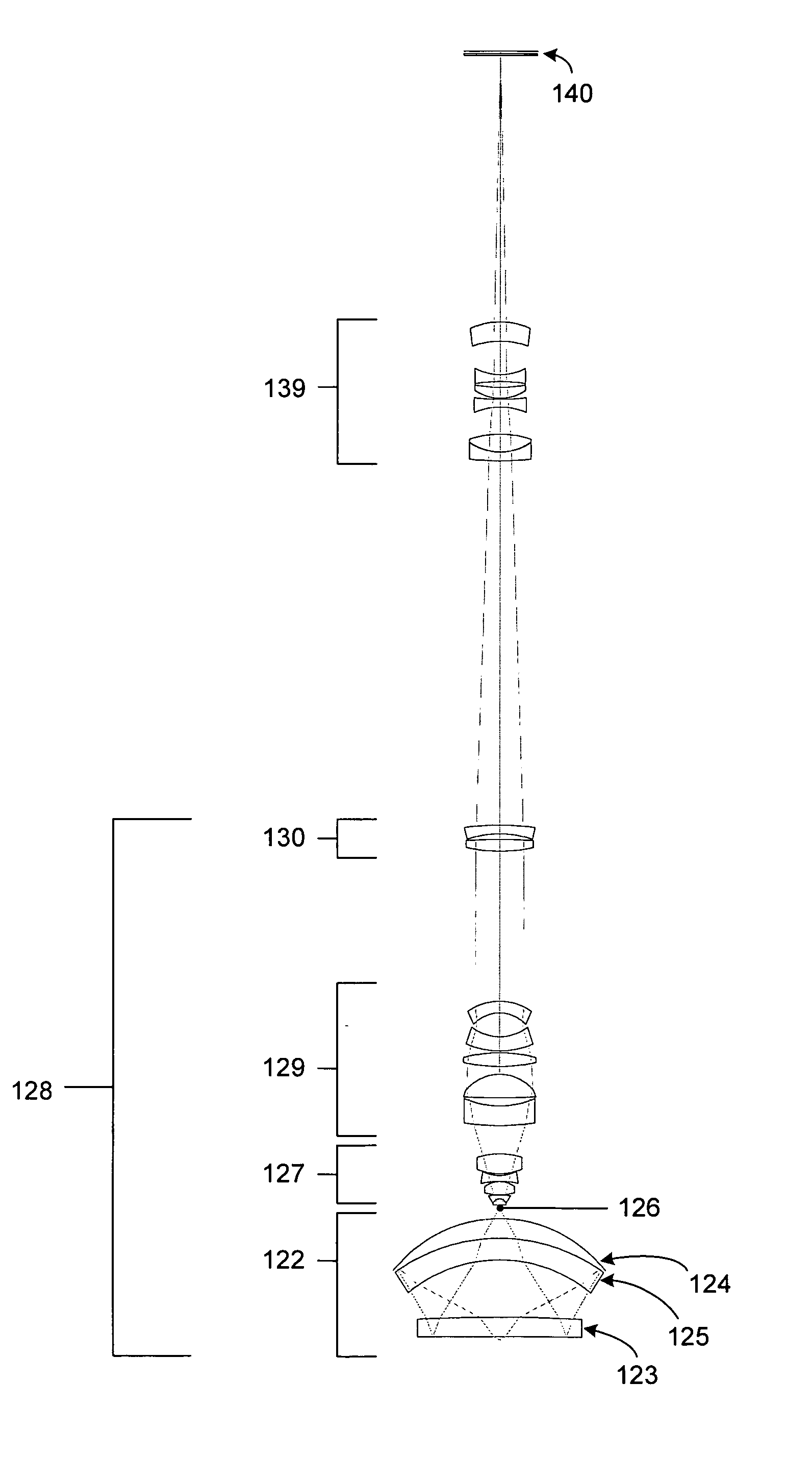 Beam delivery system for laser dark-field illumination in a catadioptric optical system