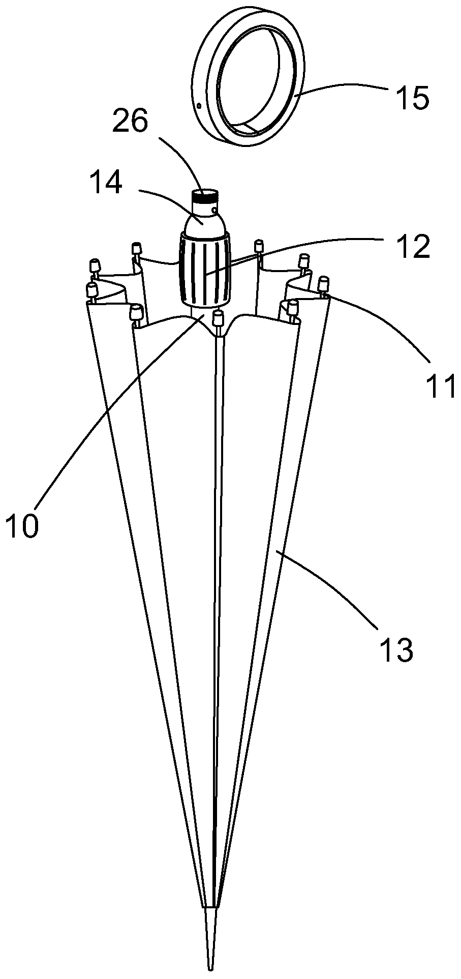 Induction anti-lost umbrella and wireless charging device thereof