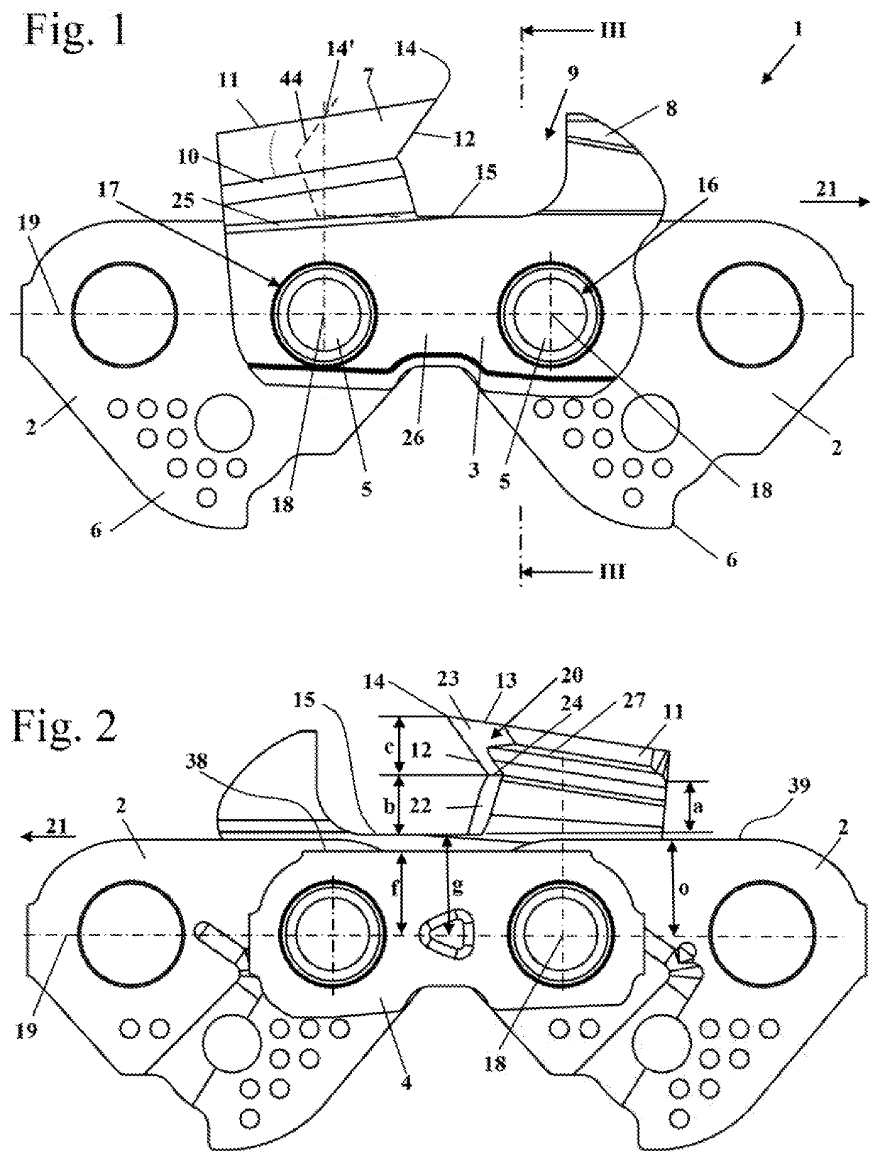 File for filing the cutting tooth of a saw chain