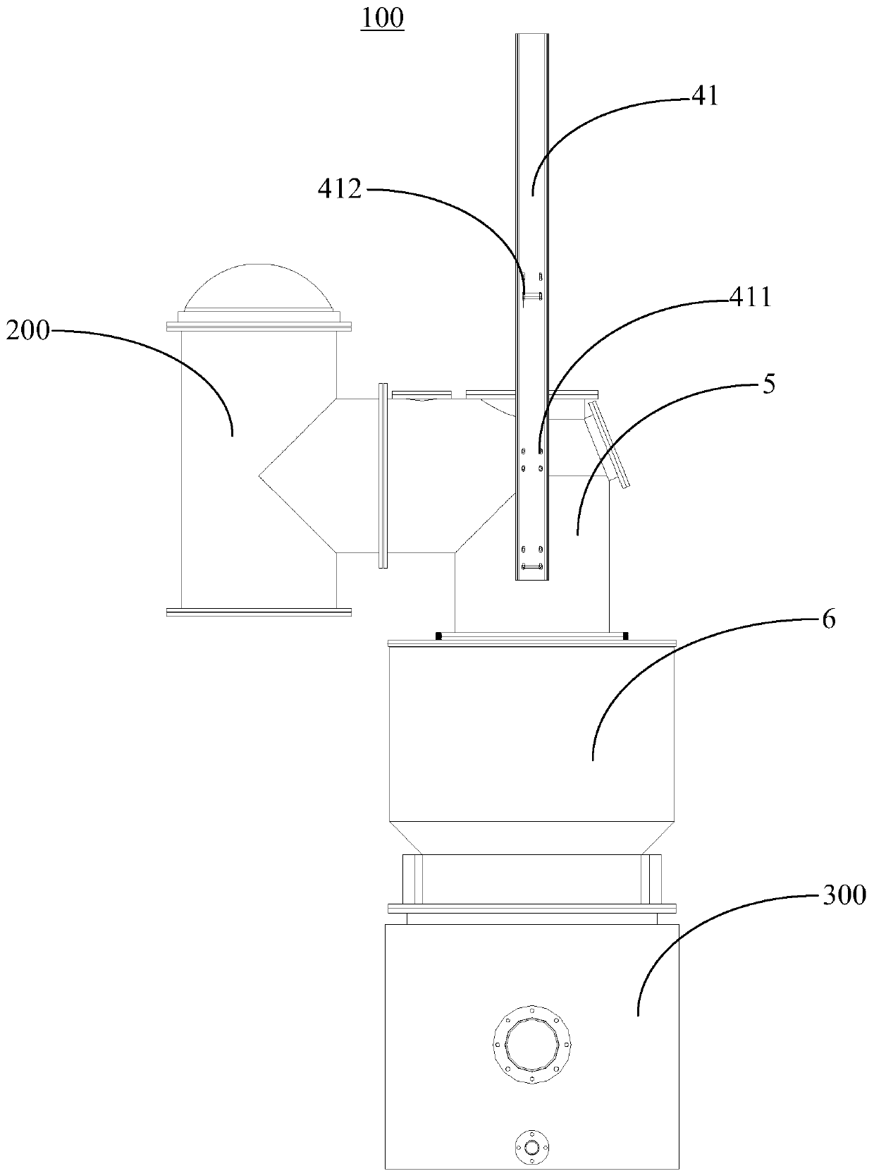 External mechanical water seal adjusting device for gas collecting pipe in type of single carbonization chamber adjustment