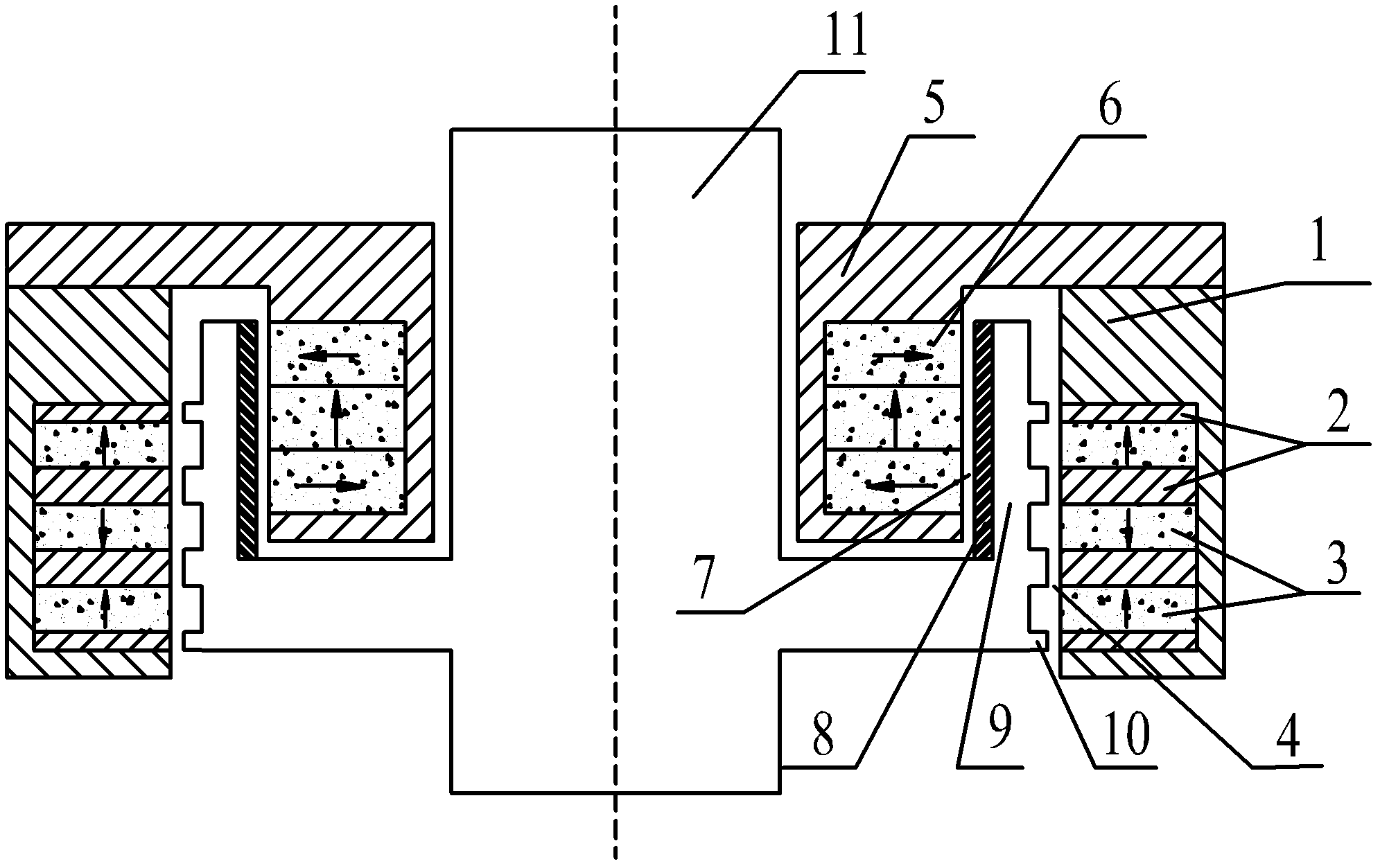 Permanent-magnetic passive axial magnetic suspension bearing with passive damping effect