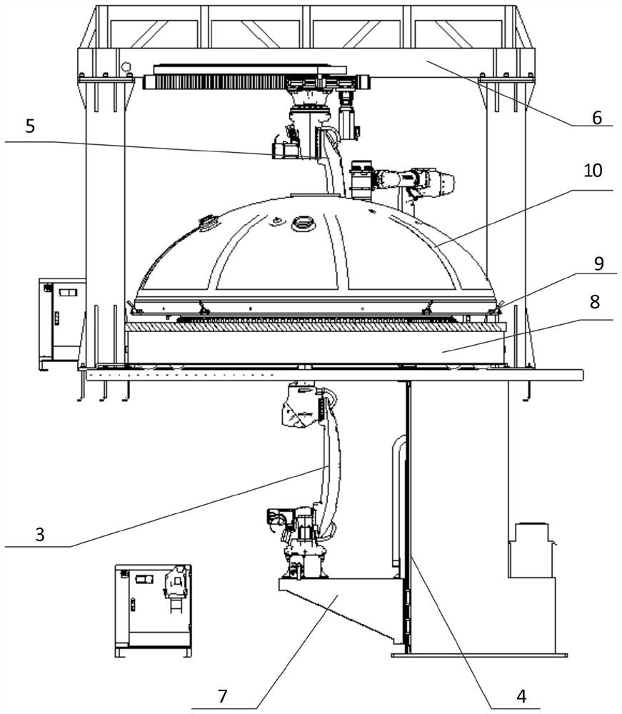 Ray digital imaging detection device based on cooperation of multiple manipulators and detection method thereof